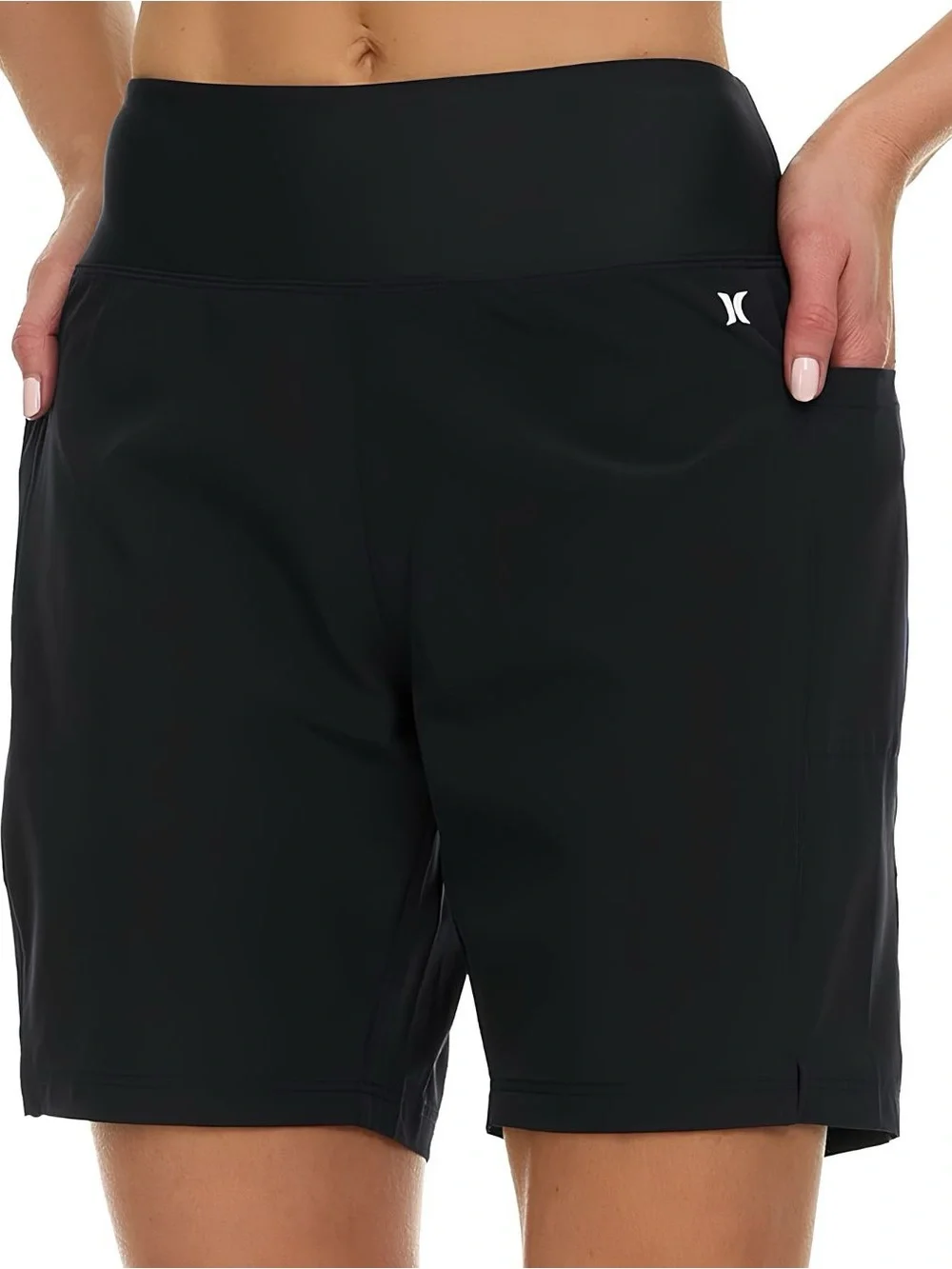Hurley High Waisted Black Board Shorts 7" Small UPF 50+ NWT - Picture 3 of 10